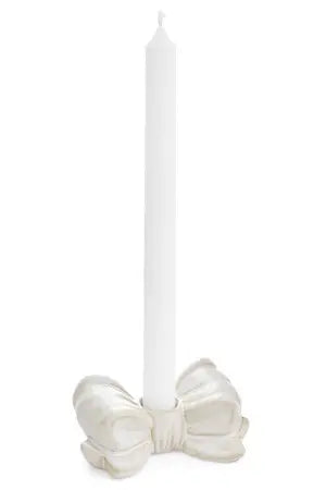 White Bow Candle Holders