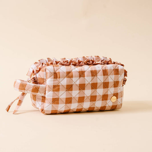 Maple Gingham Quilted Cosmetic Pouch