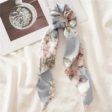 Silk Floral Bow Scrunchies