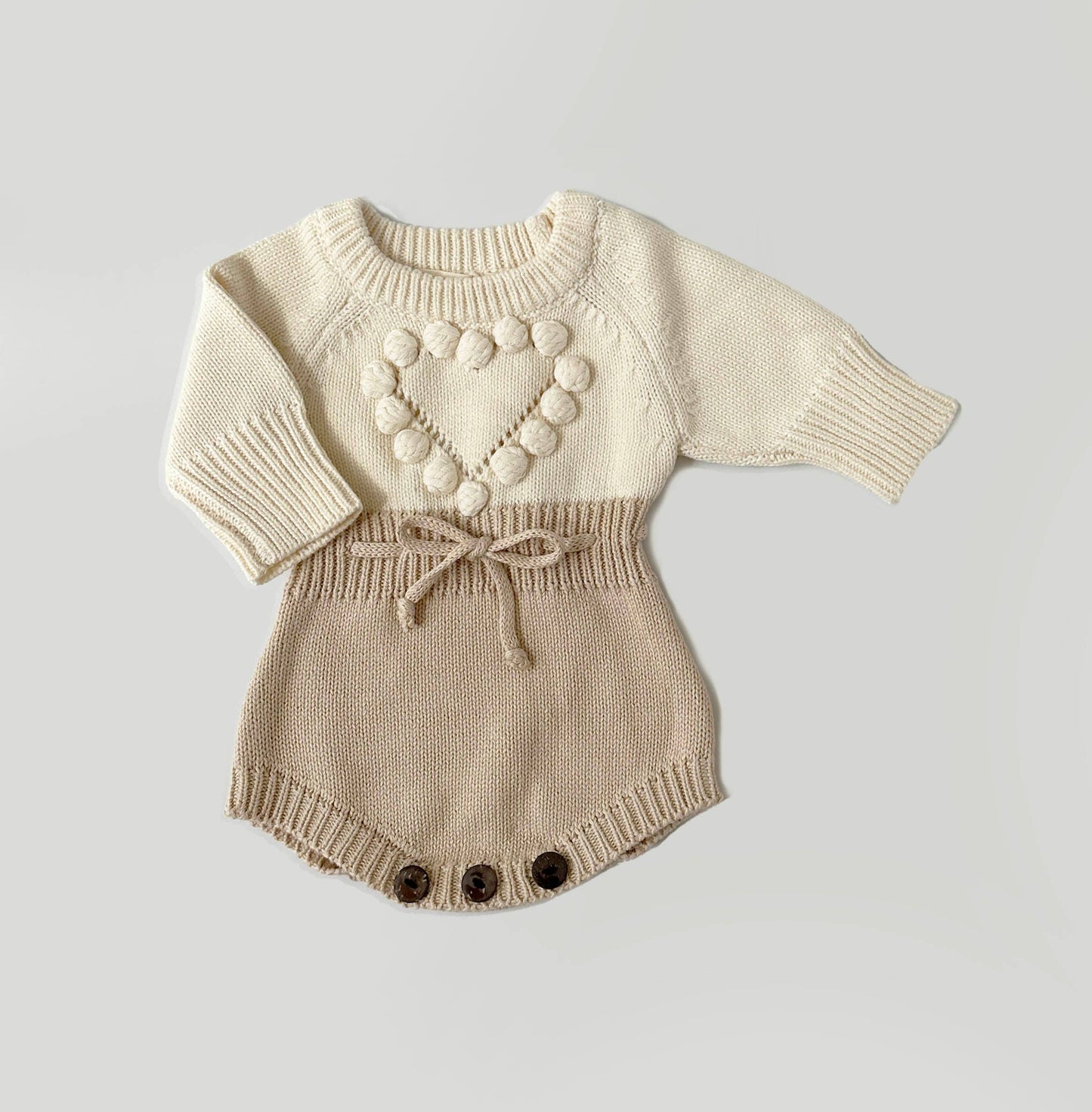 Cream Heart Romper 2 Piece Set