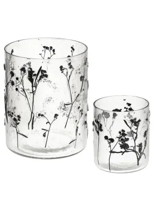 Black Floral Glass Candle Holder