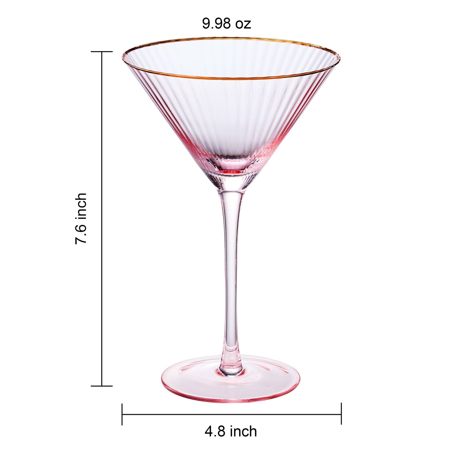 Vintage Blush Pink Gold Rim Martini Glasses