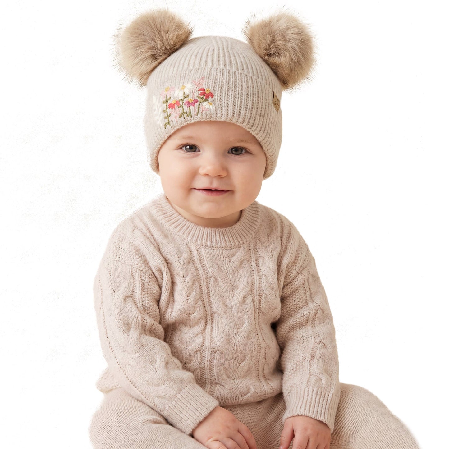 Baby Floral Pom Pom Beanie