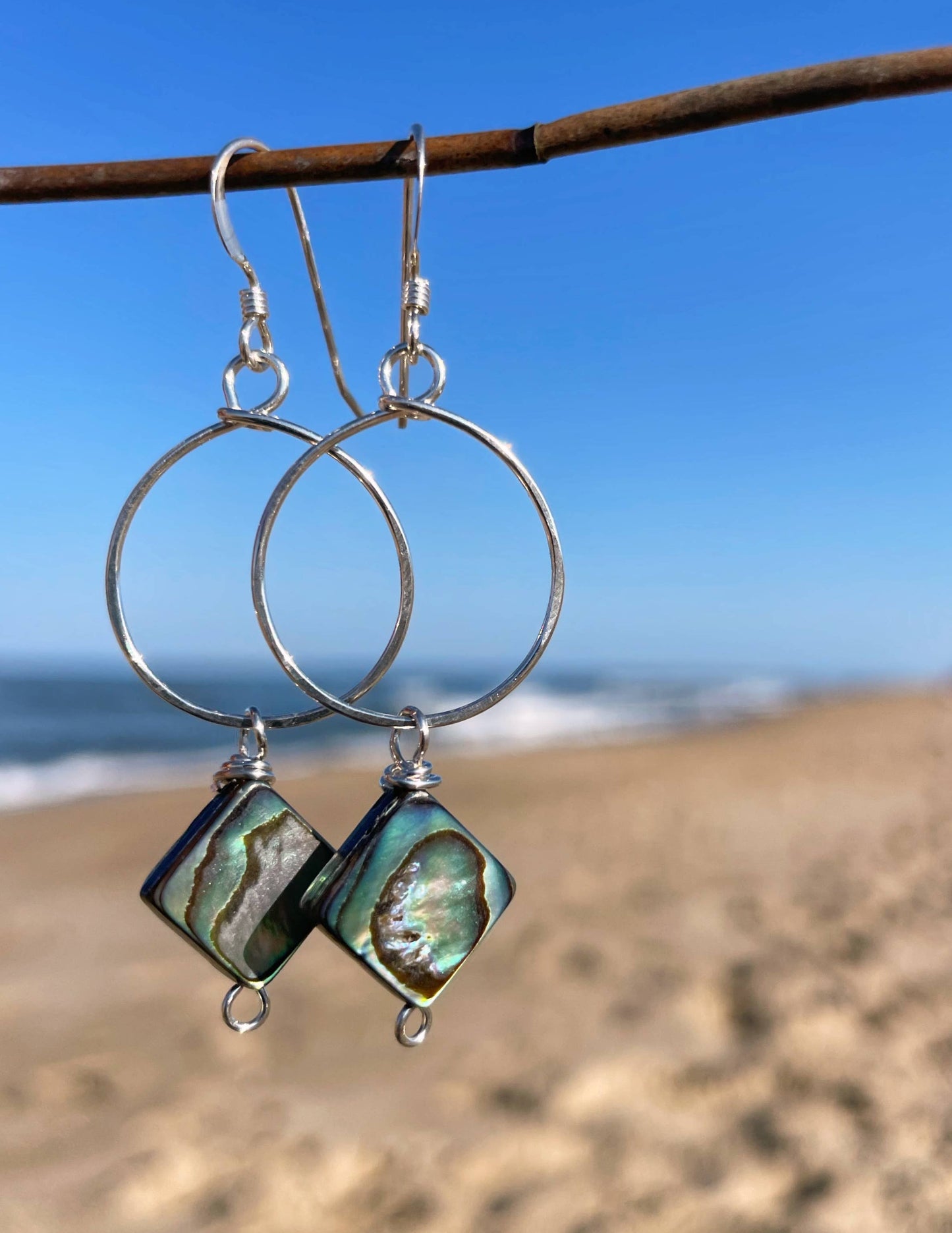 Small Circle Hoop Abalone Drop | 14kt Gold Filled, Sterling