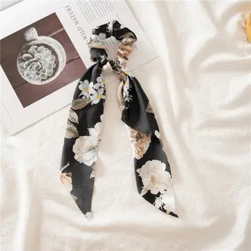 Silk Floral Bow Scrunchies