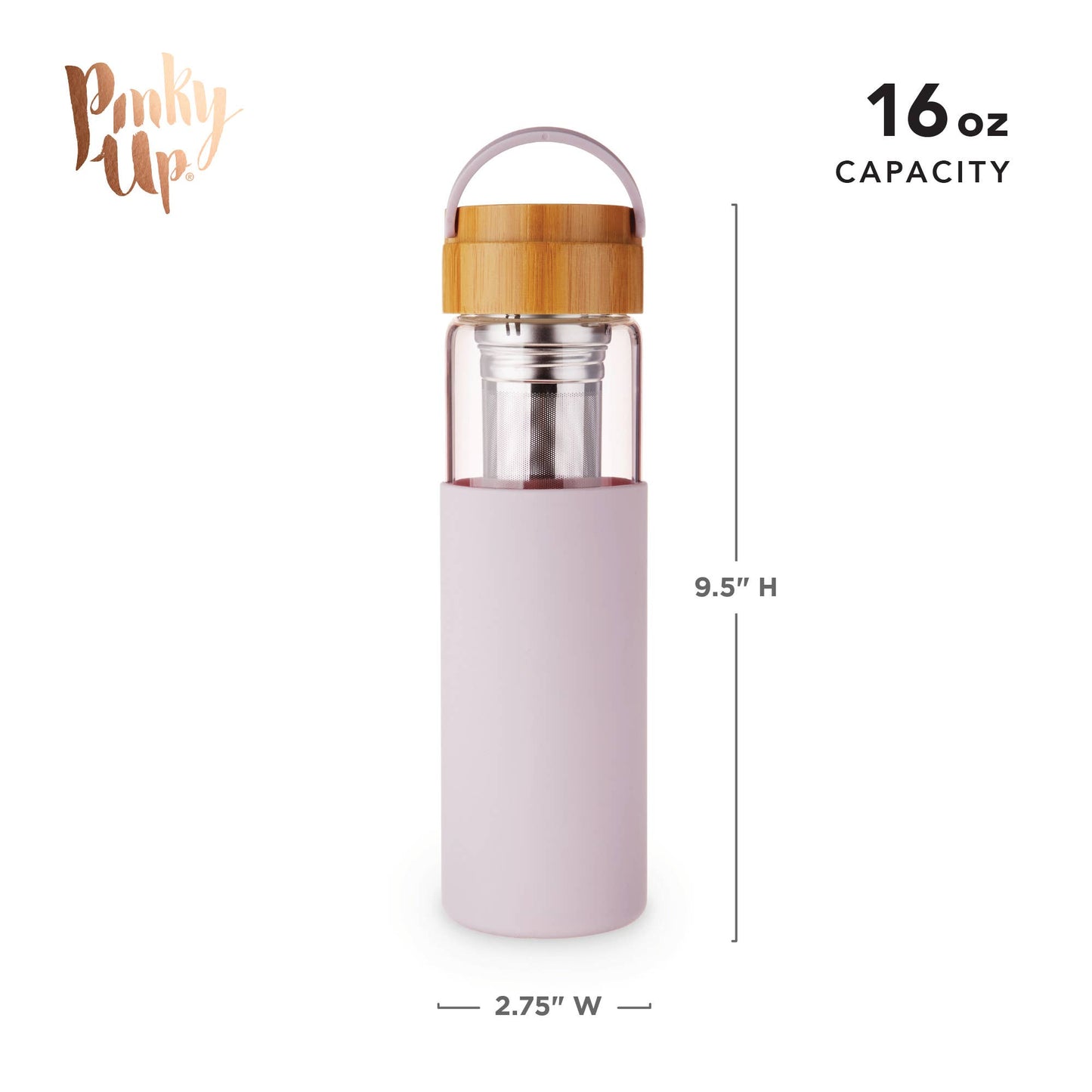 Glass Travel Mug w/Infuser & Silicone Sleeve