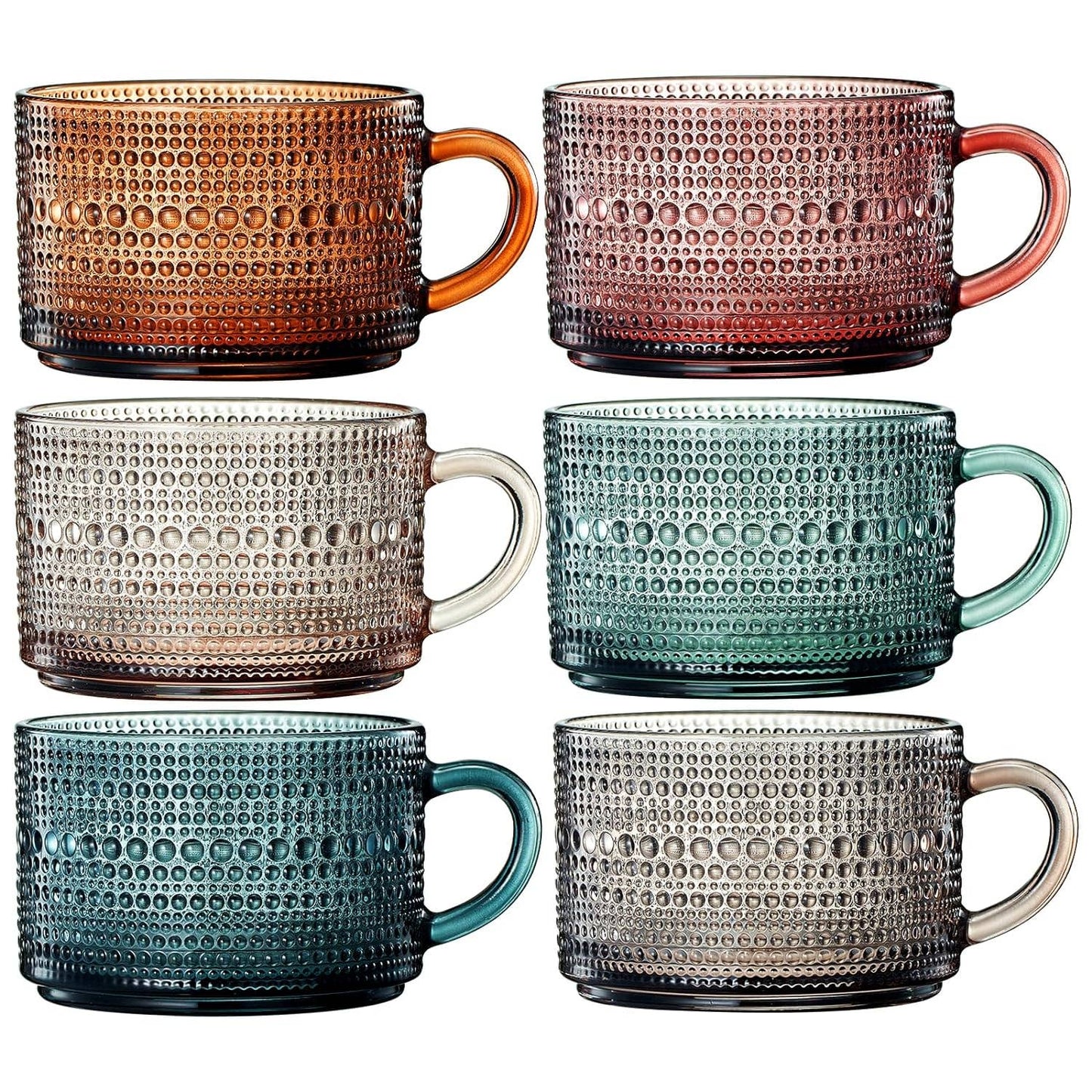 Vintage Colorful Glass Coffee Mugs