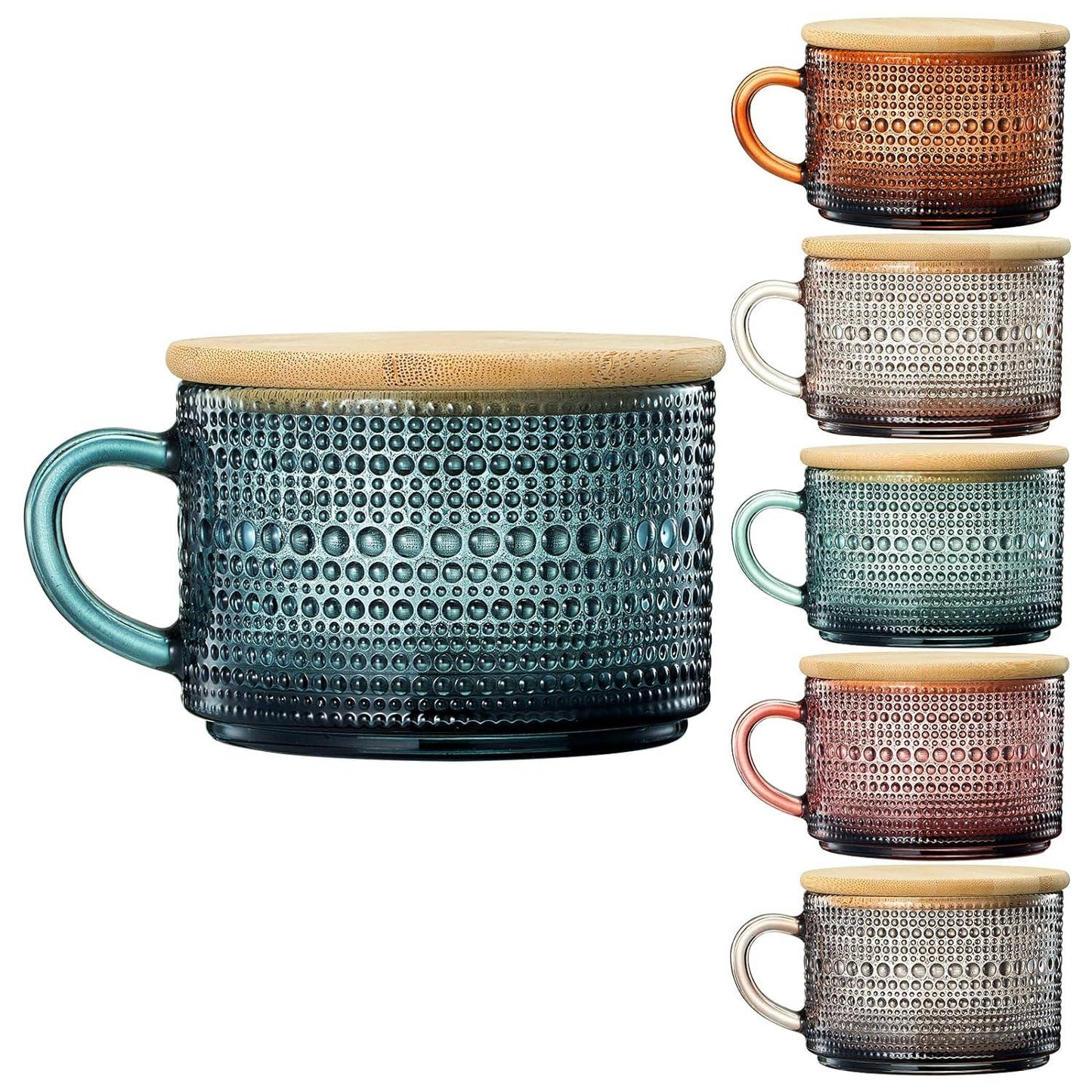 Vintage Colorful Glass Coffee Mugs