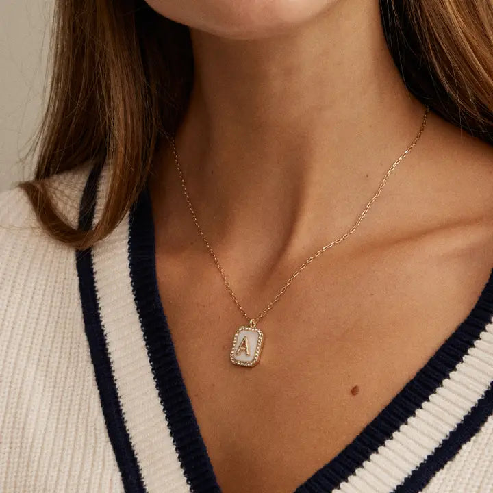 Initial Shell Charm necklaces