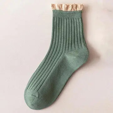 Ruffle Edge Lace Crew Socks