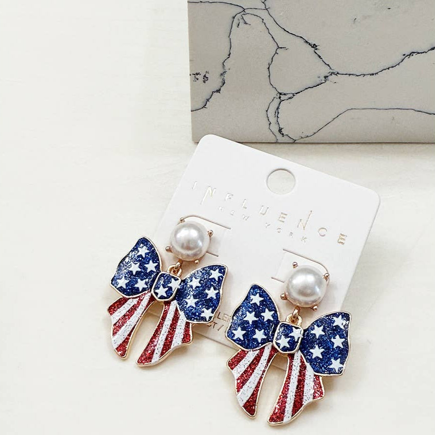 Patriotic Bow Earrings