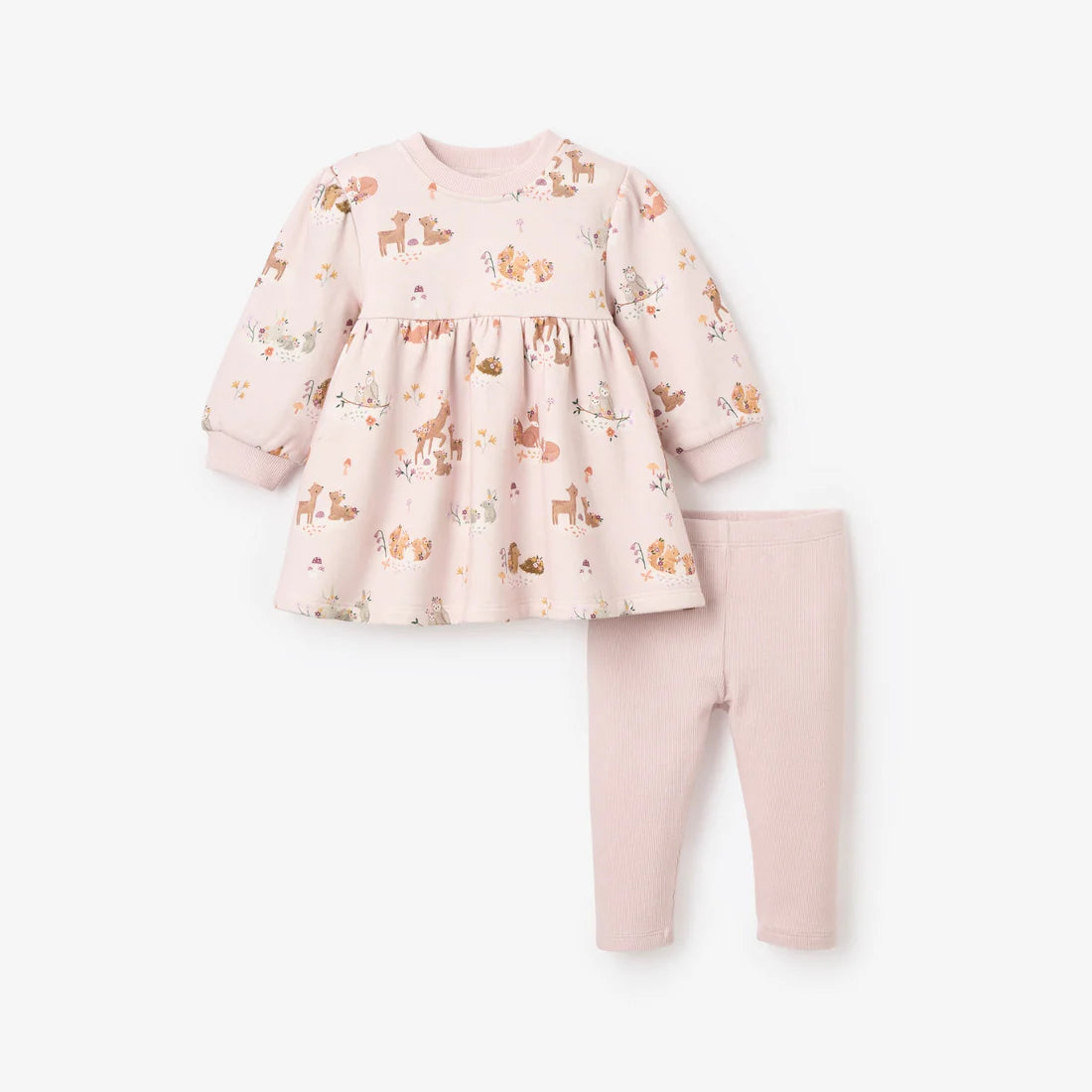 Forest Family Organic Fleece Dress w/ Rib Leggings