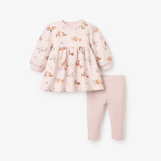 Forest Family Organic Fleece Dress w/ Rib Leggings