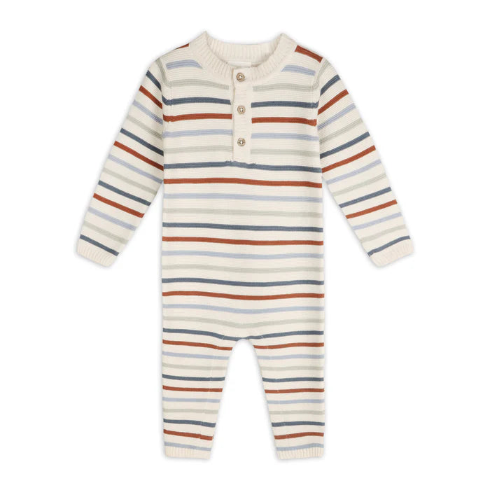 Multicolor Stripe Chunky Sweater Knit Jumpsuit