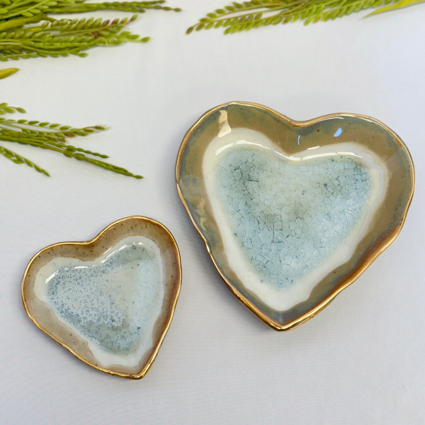 Stoneware Heart Dish w/ Gold Edge
