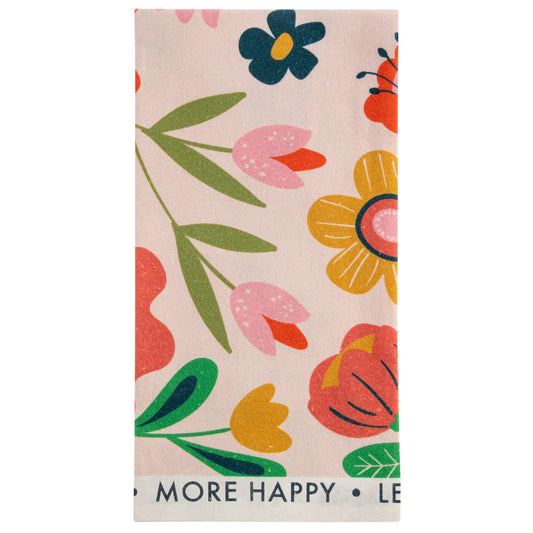 More Happy Floral Tea Towel