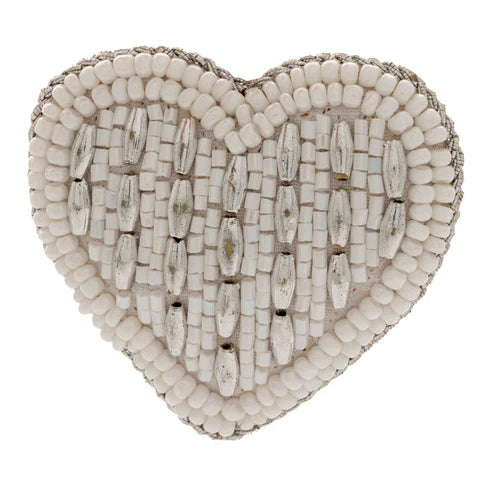 White Mini Heart Beaded Ornament