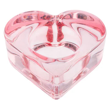 Blush Glass Heart Tealight Holders