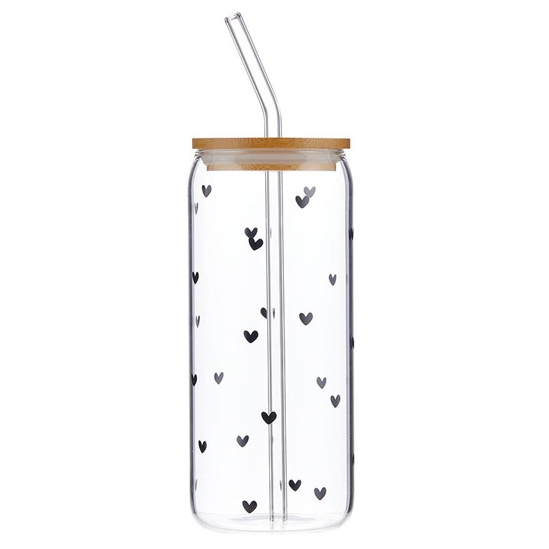 Glass Tumbler - Black Hearts