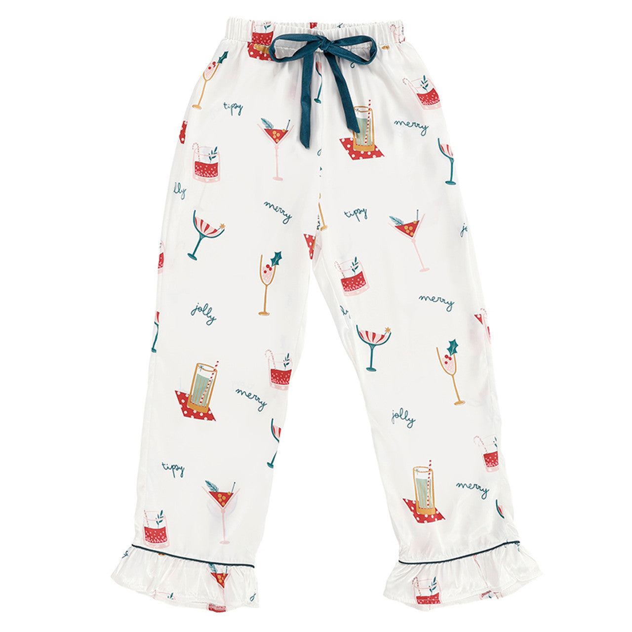 Full-Length Ruffle PJ Set w/ Holiday Drinks