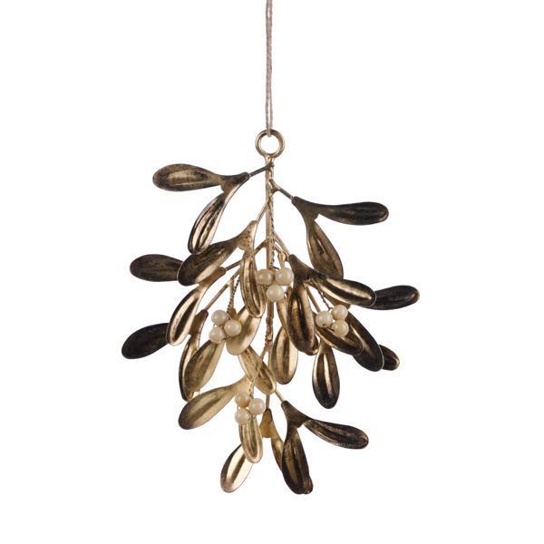 Gold Metal Mistletoe Ornament