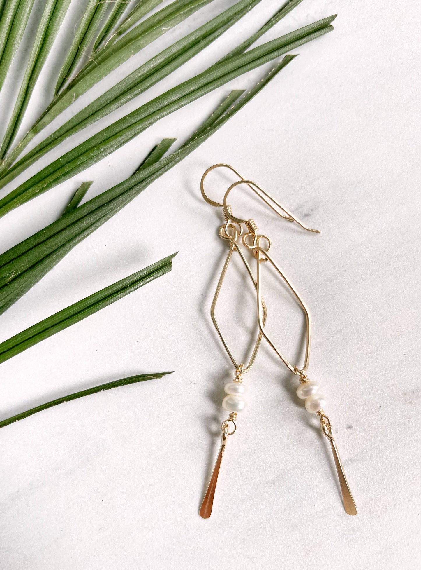 Small Diamond Hoop Pearl Fringe | 14kt Gold Filled