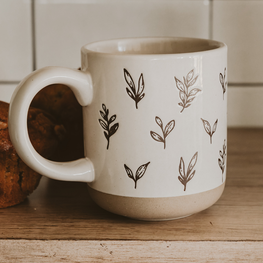 Brown Leaves Stoneware Mug
