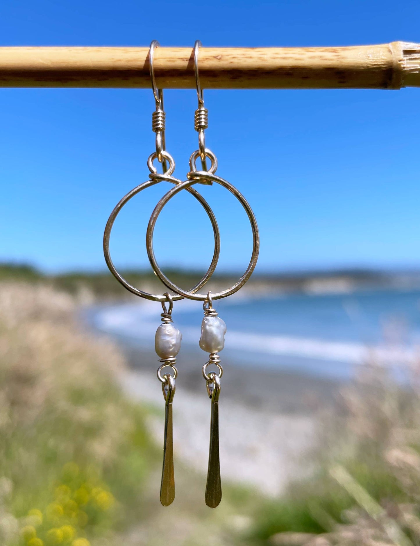 Baby Hoop Pearl Spike | 14kt Gold Filled, Sterling Silver