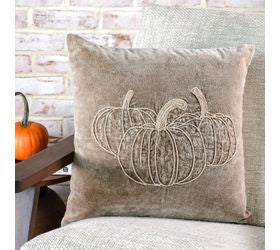 Tan Beaded Pumpkin PIllow