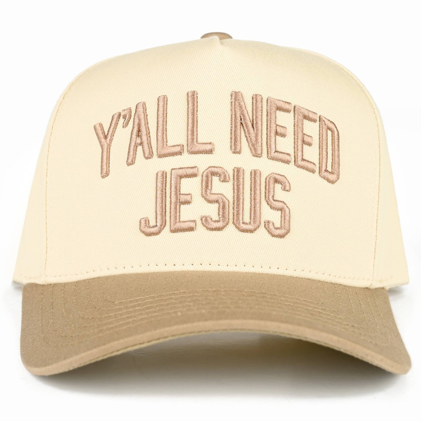 Y'ALL NEED JESUS Embroidered Two Tone Trucker Hat