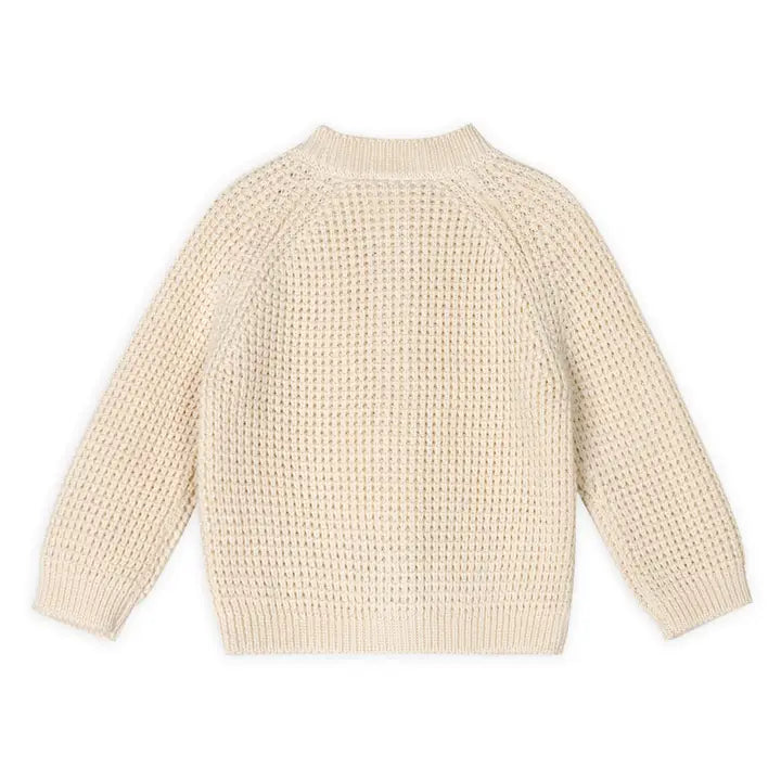 Avery Button & Pocket Chunky Sweater Knit Baby Cardigan