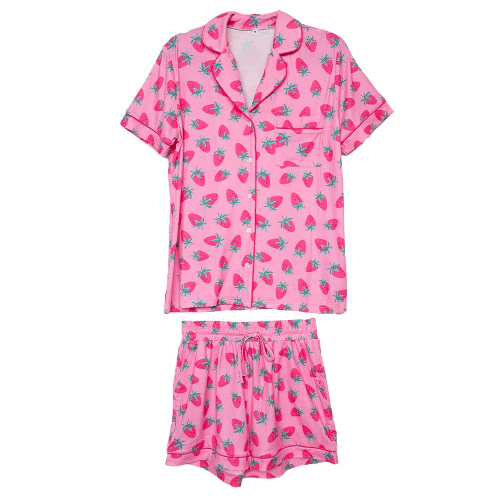 Pink Strawberry Pajama Set