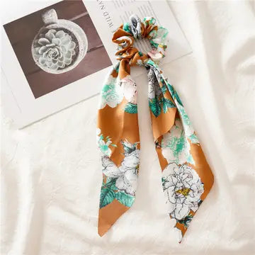 Silk Floral Bow Scrunchies