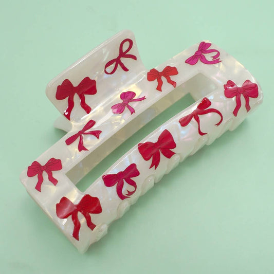 Pink Bow Claw Hair Clips