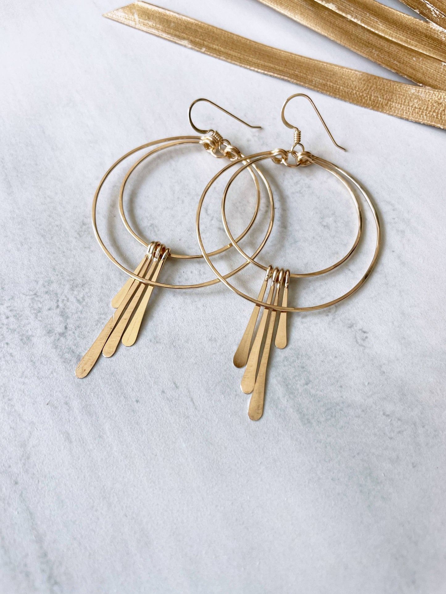 Double Circle Hoop Metal Fringe | 14kt Gold Filled, Sterling