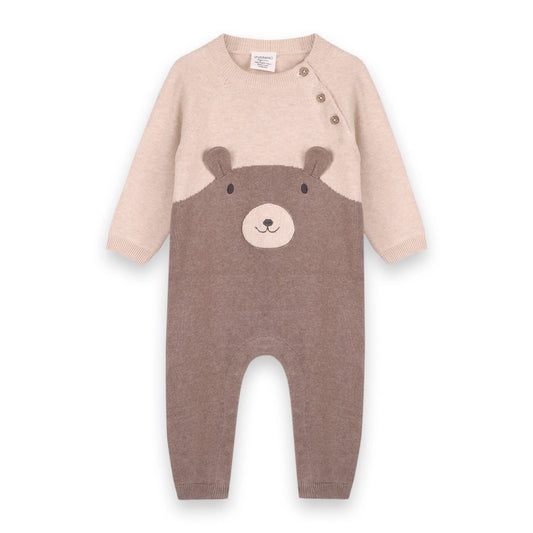 Cuddly Bear Embroidered Sweater Knit Jumpsuit