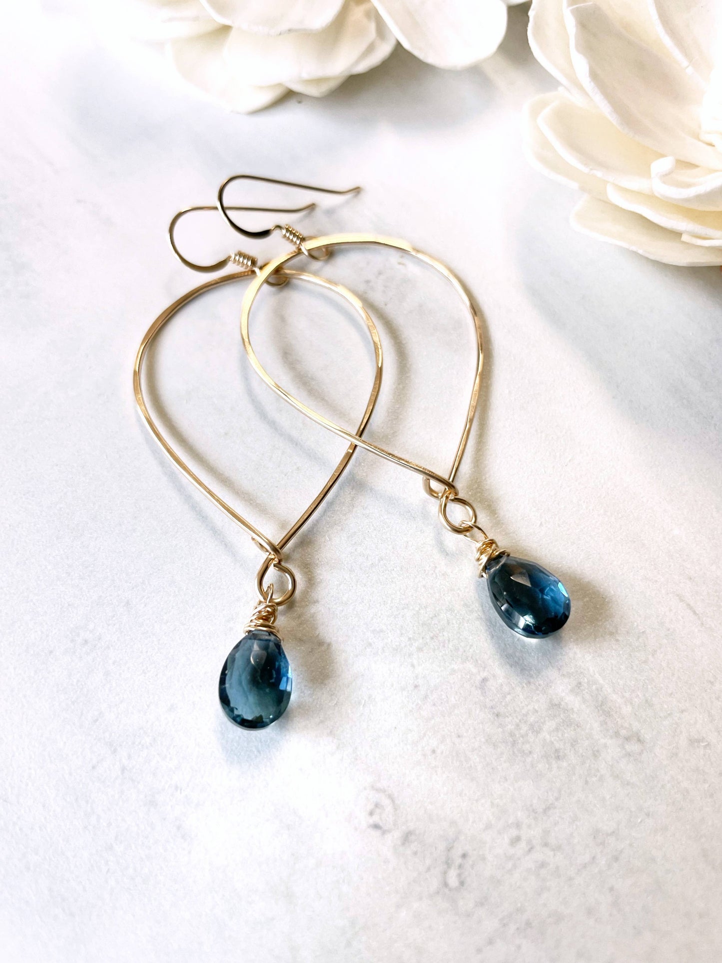 Inverted Teardrop Hoops Gemstone Drop | 14kt Gold Filled