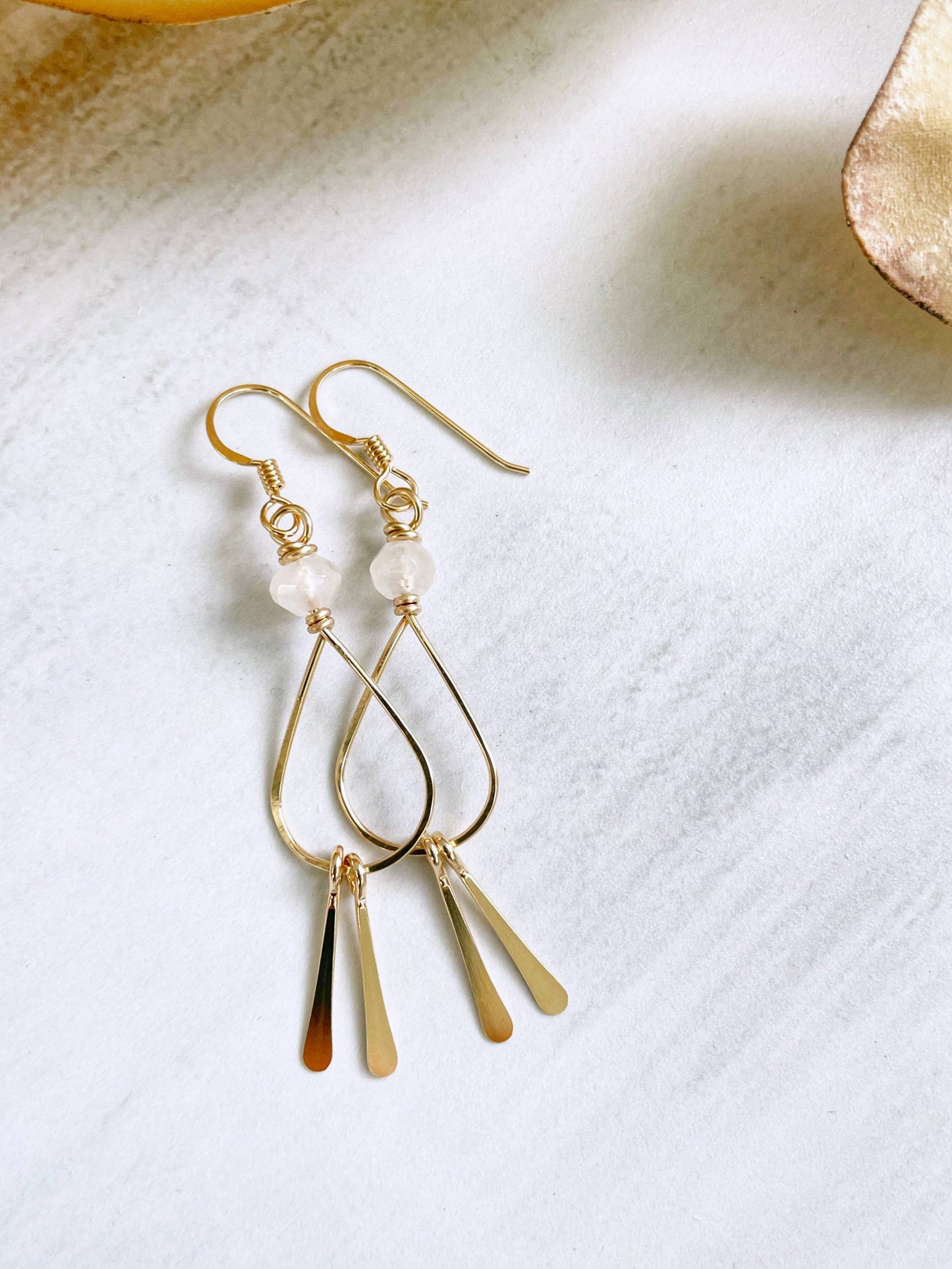 Small Teardrop Rose Quartz Double Fringe | 14kt Gold Filled