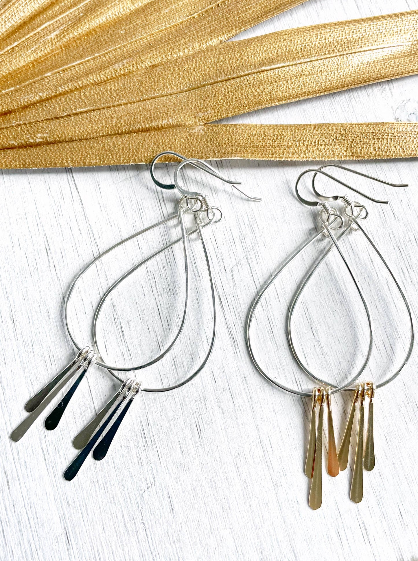 Teardrop Hoops Triple Fringe | 14kt Gold Filled, Sterling