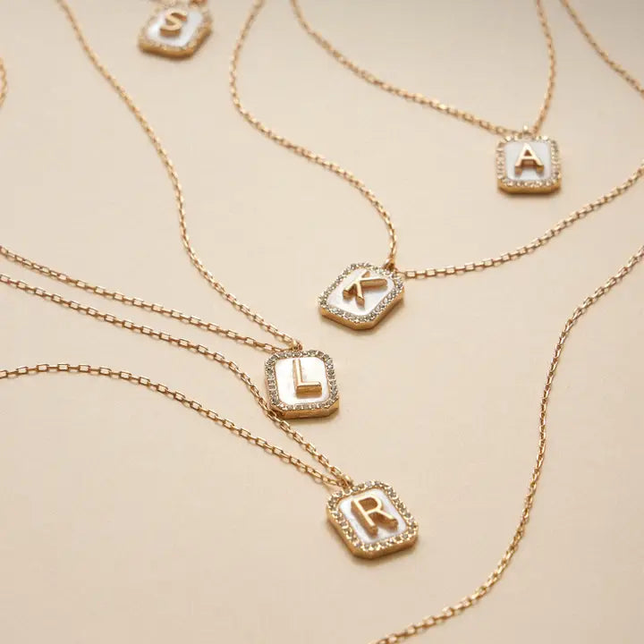 Initial Shell Charm necklaces