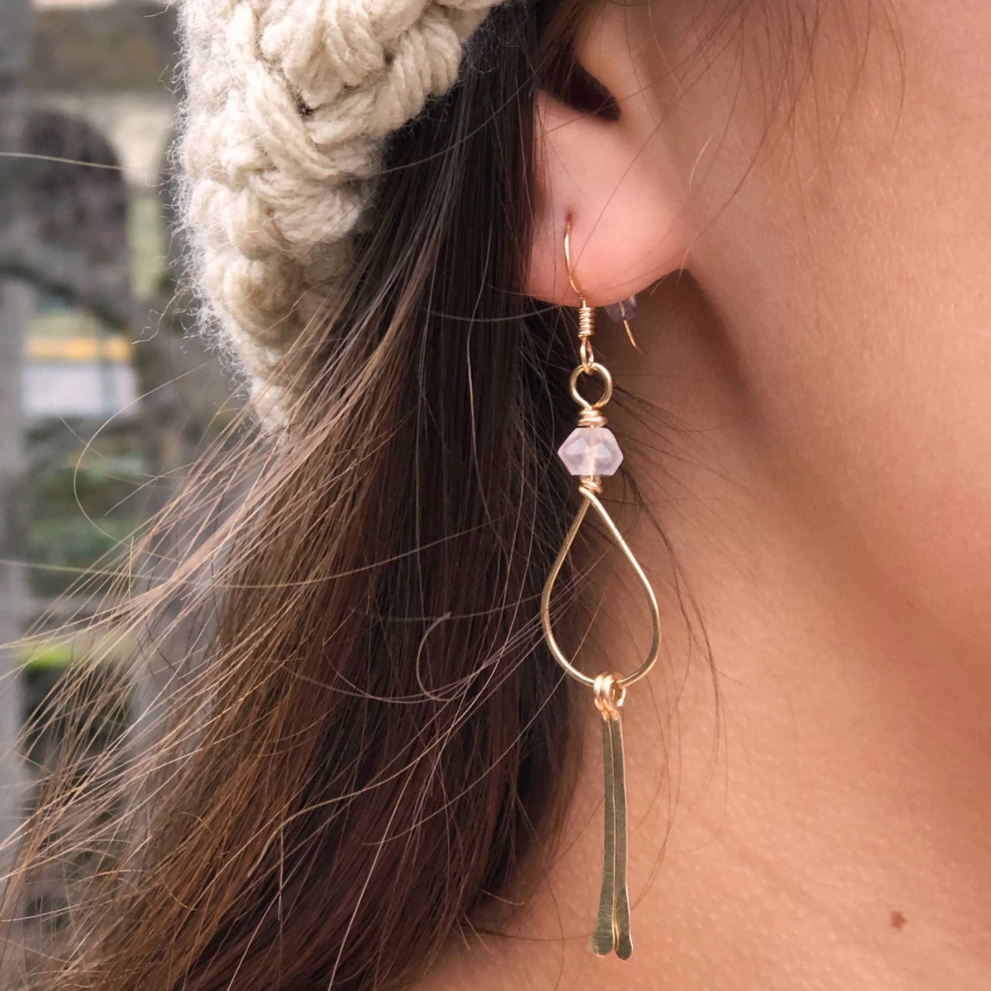 Small Teardrop Rose Quartz Double Fringe | 14kt Gold Filled