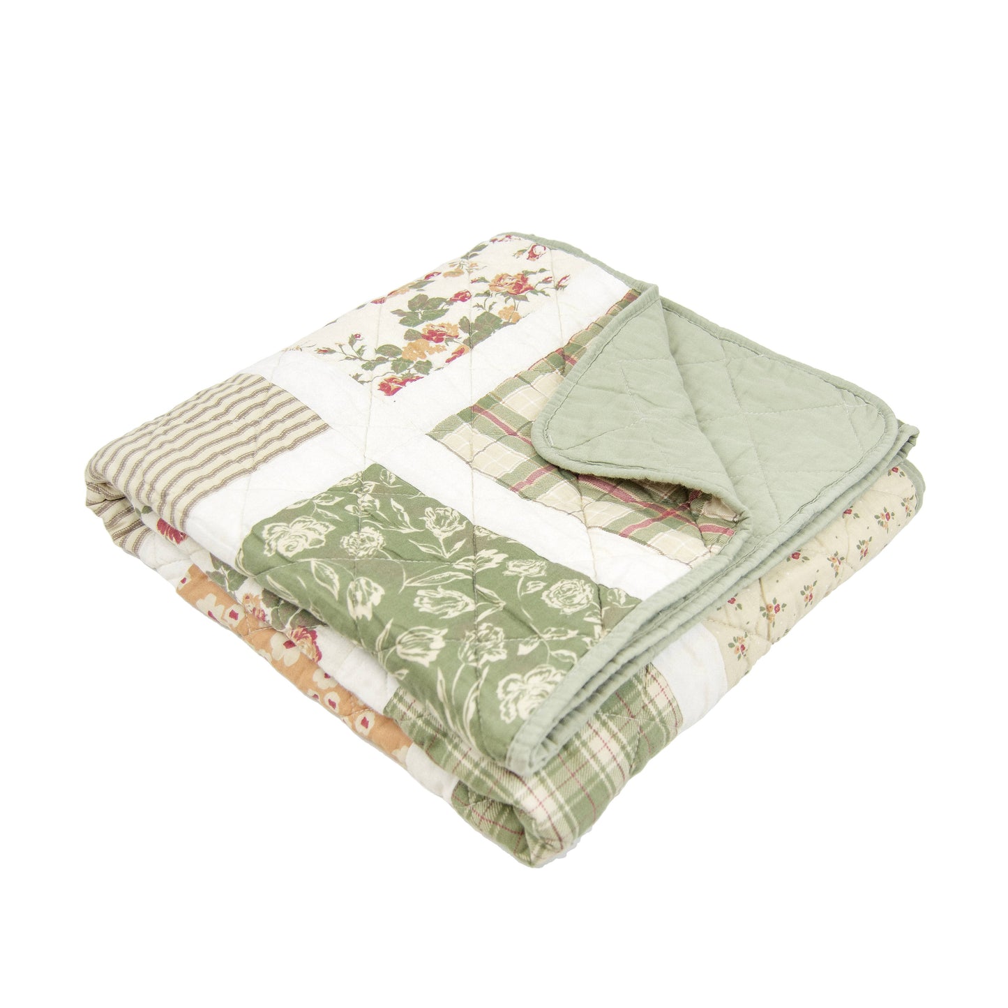 Peach Rose Cotton Quilted Throw