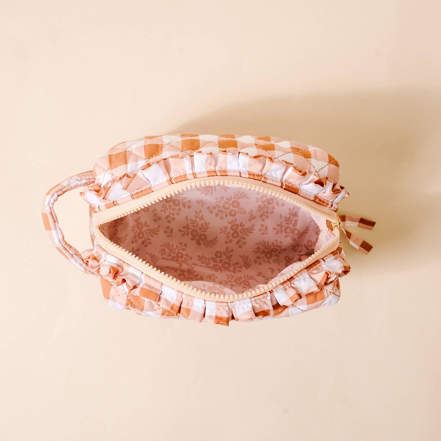Maple Gingham Quilted Cosmetic Pouch