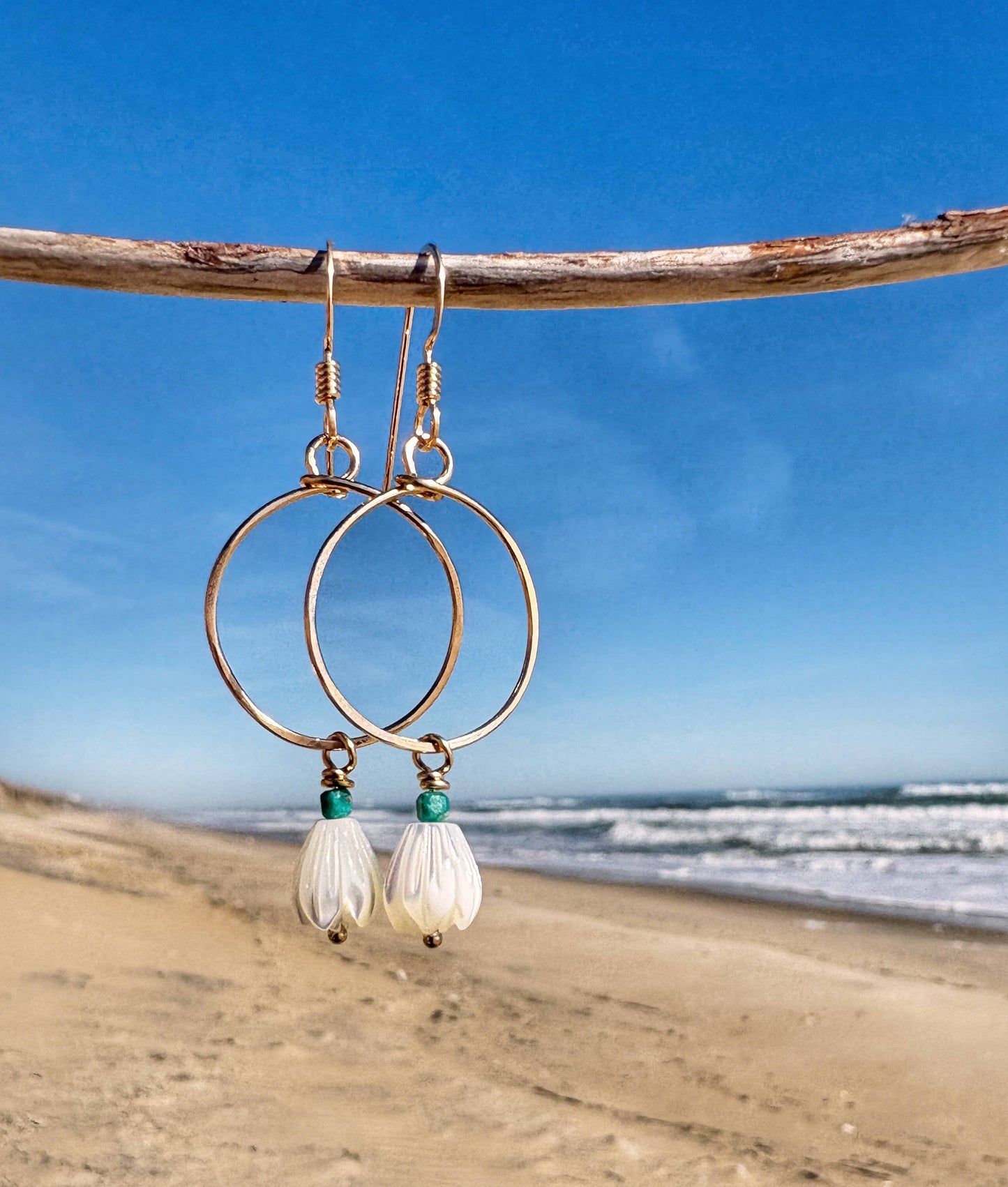 Small Circle Hoops Pikake Flower | Gold Filled, Sterling