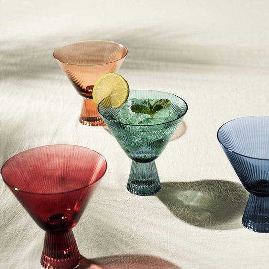 Ribbed Stemless Martini Glasses