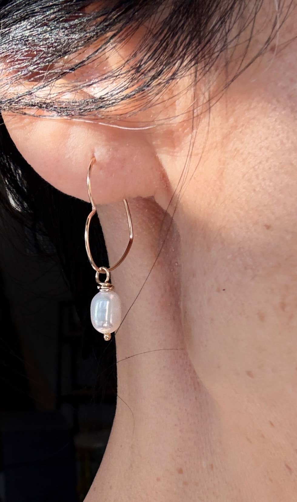 Gold Filled Heart Hoops Freshwater Pearl Drop | Valentine