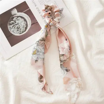 Silk Floral Bow Scrunchies