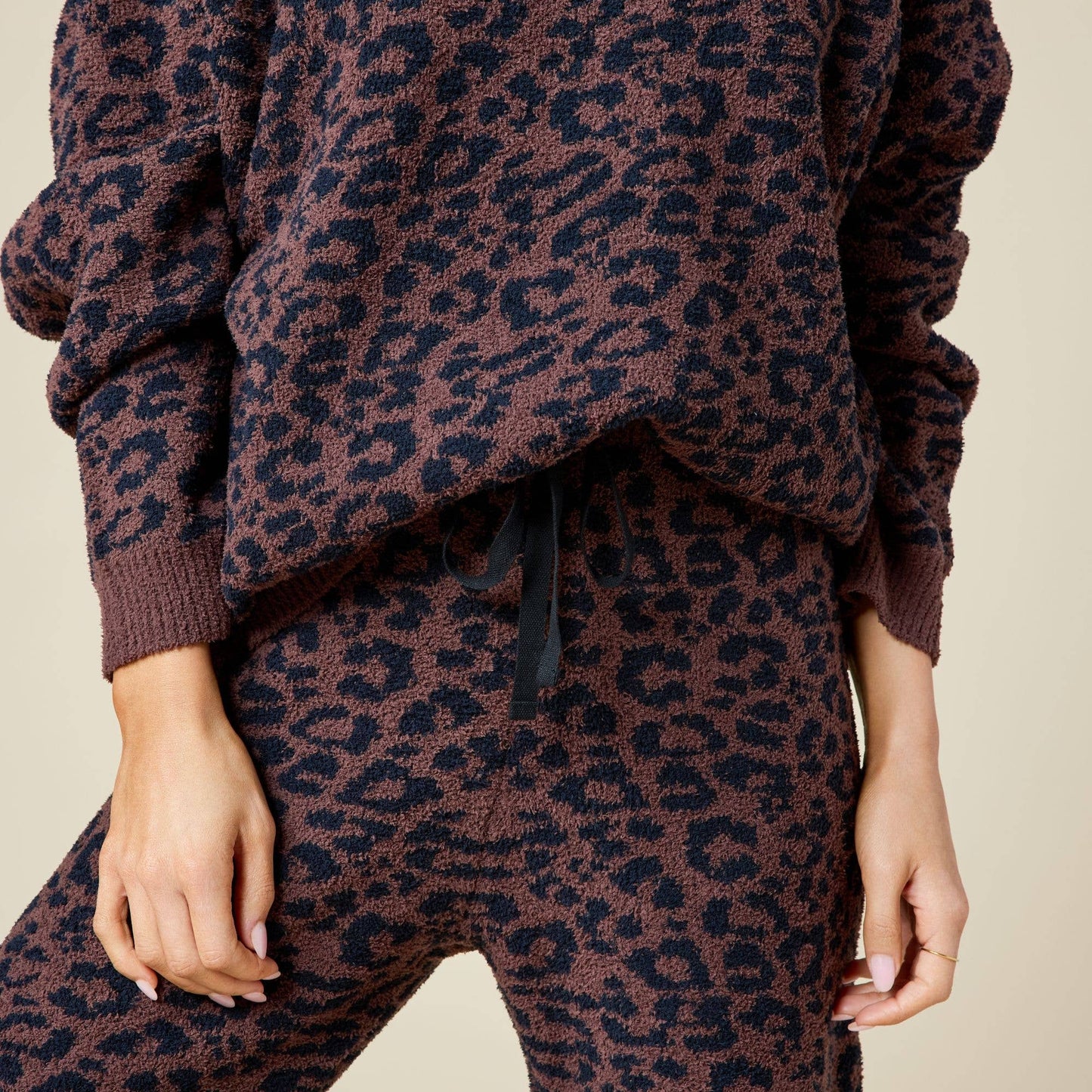 Marshmallow Leopard Crew Neck Lounge Set