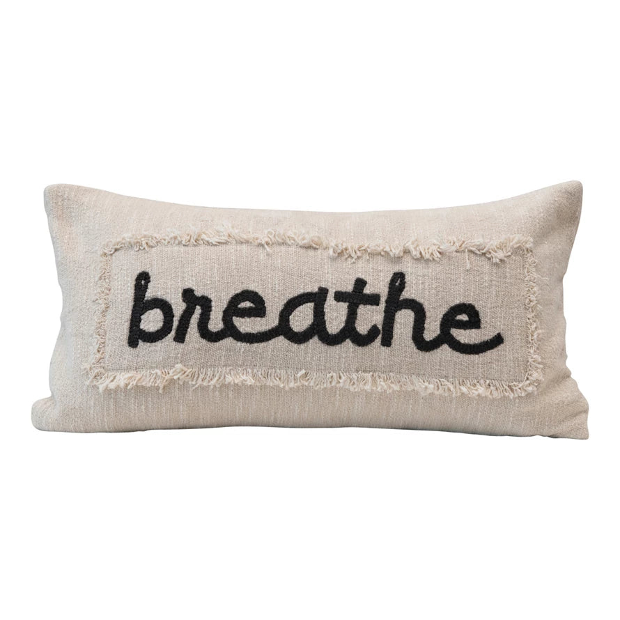 Breathe Embroidered Throw Pillow