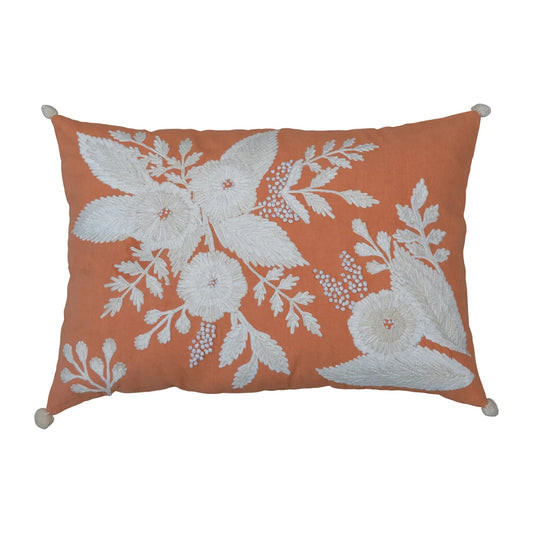 Coral Floral Pillow